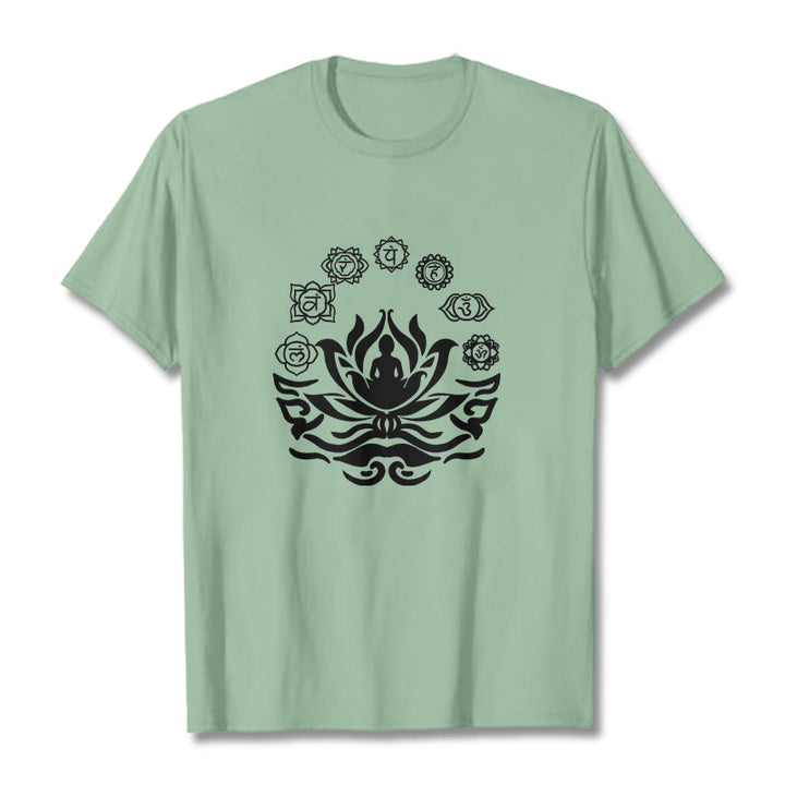 T-shirt Buddha Stones, symbole OM, mantras sanskrits, motif fleur de lotus - Vert pâle - 2XL - image 18