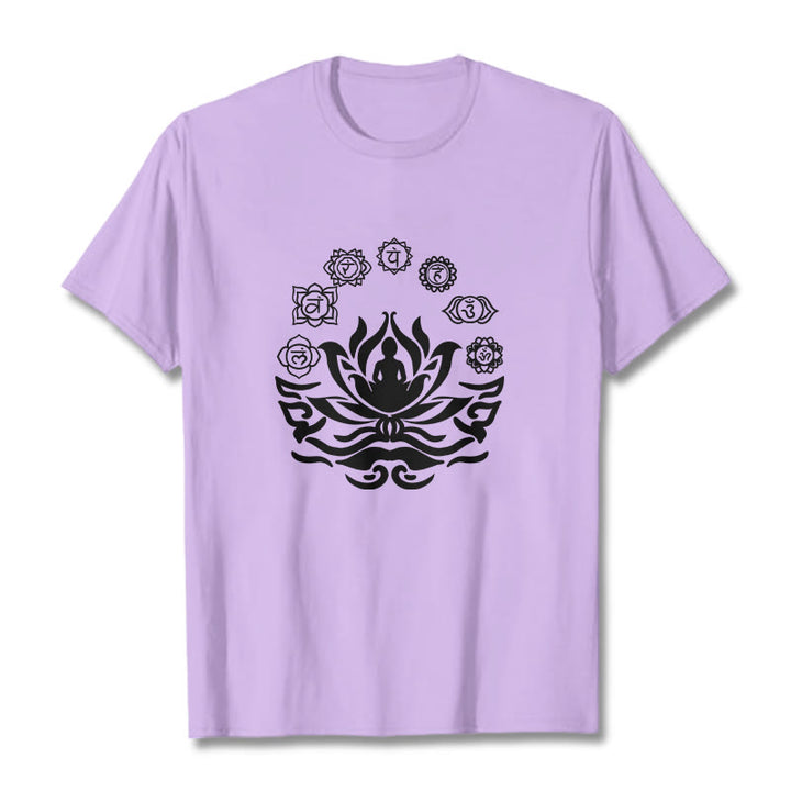 T-shirt Buddha Stones, symbole OM, mantras sanskrits, motif fleur de lotus - Prune - 2XL - image 14