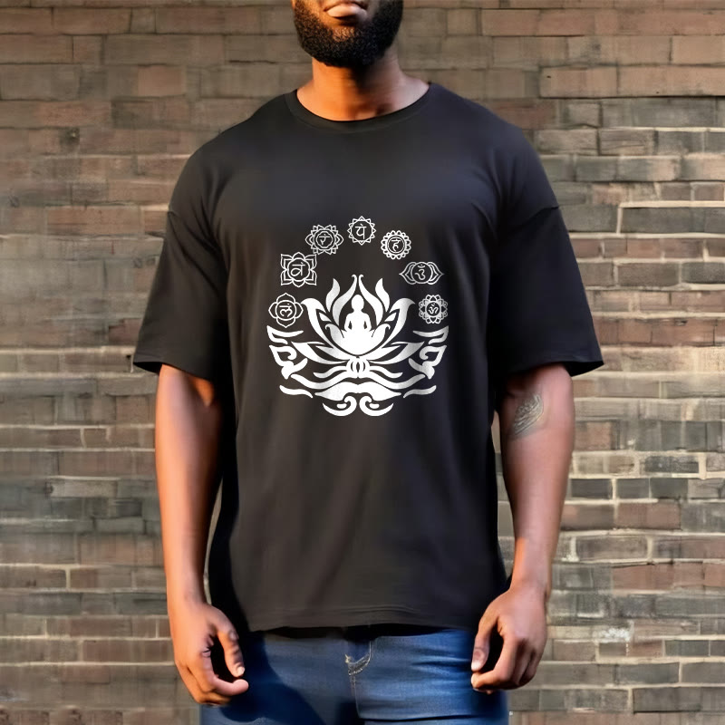 T-shirt Buddha Stones, symbole OM, mantras sanskrits, motif fleur de lotus - image 9