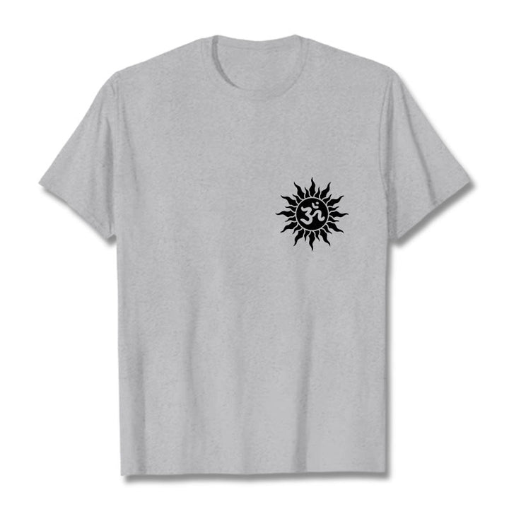 T-shirt avec motif Buddha Stones, soleil et symbole OM - Gris clair - 2XL - image 20