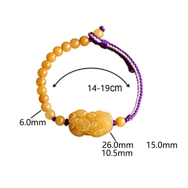 Bracelet de richesse PiXiu en perles de jade et soie dorées de Buddha Stones - image 14