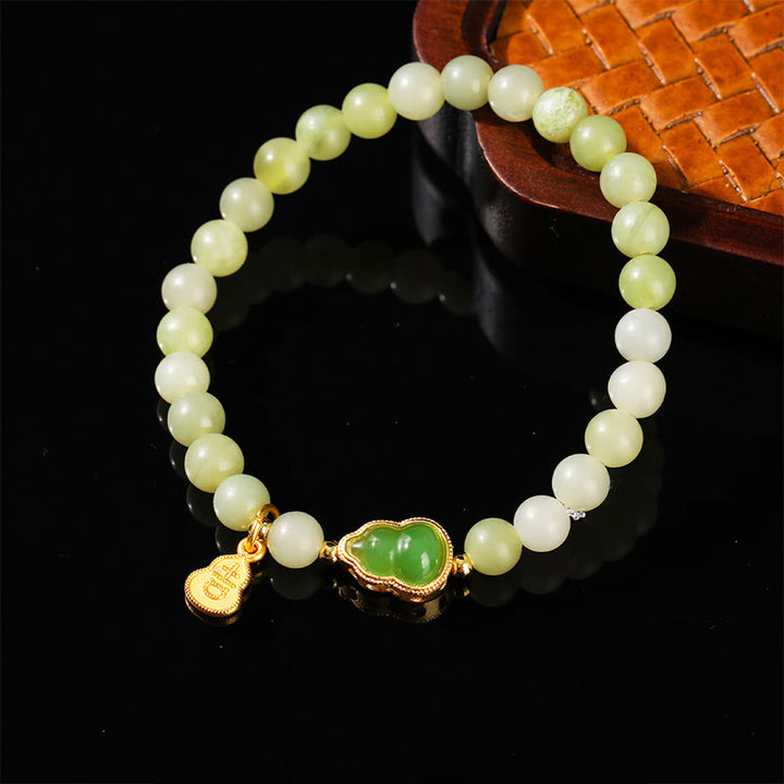 Bracelet porte-bonheur en jade vert aventurine naturelle et Buddha Stones - image 3