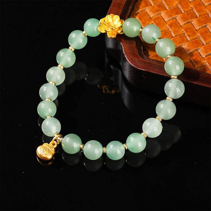 Bracelet porte-bonheur en jade vert aventurine naturelle et Buddha Stones - Aventurine verte (tour de poignet : 14-16 cm) - image 9