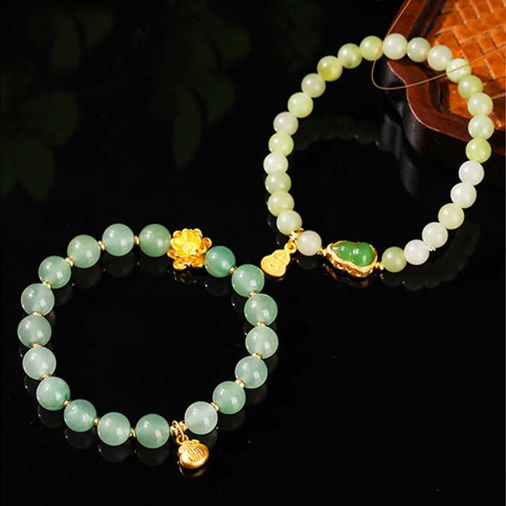 Bracelet porte-bonheur en jade vert aventurine naturelle et Buddha Stones - image 16