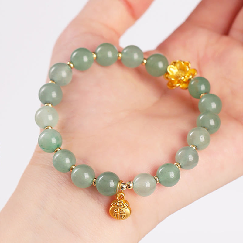 Bracelet porte-bonheur en jade vert aventurine naturelle et Buddha Stones - image 12