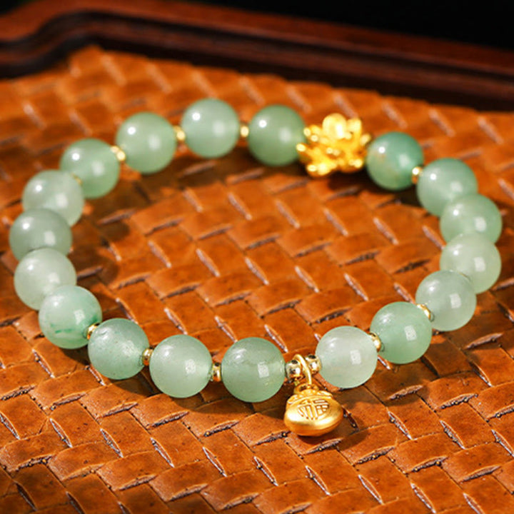 Bracelet porte-bonheur en jade vert aventurine naturelle et Buddha Stones - image 11