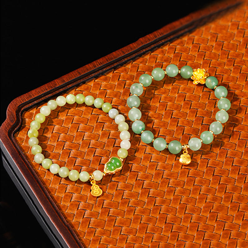 Bracelet porte-bonheur en jade vert aventurine naturelle et Buddha Stones - image 18