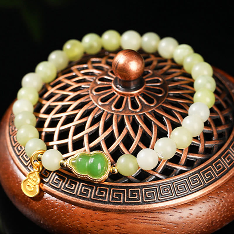 Bracelet porte-bonheur en jade vert aventurine naturelle et Buddha Stones - image 4