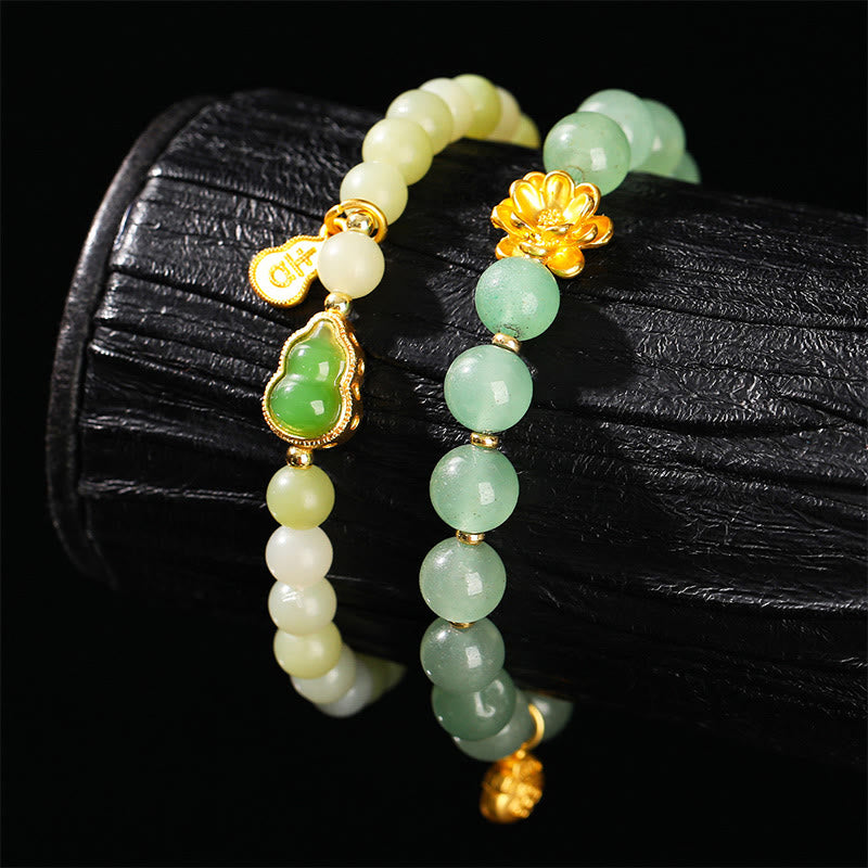 Bracelet porte-bonheur en jade vert aventurine naturelle et Buddha Stones - image 2
