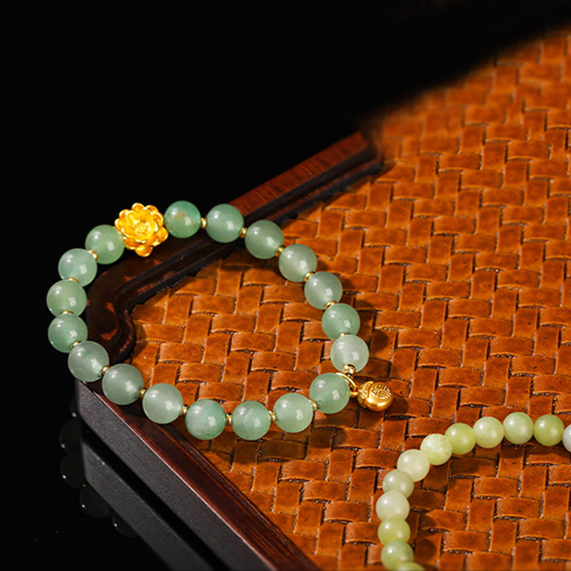 Bracelet porte-bonheur en jade vert aventurine naturelle et Buddha Stones - image 17