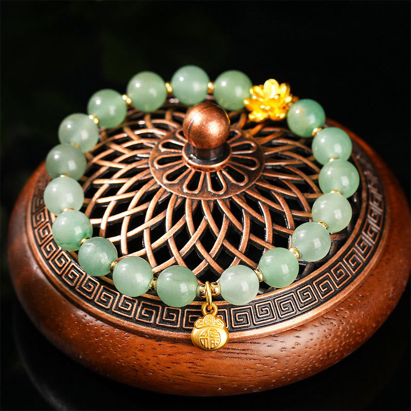 Bracelet porte-bonheur en jade vert aventurine naturelle et Buddha Stones - image 10