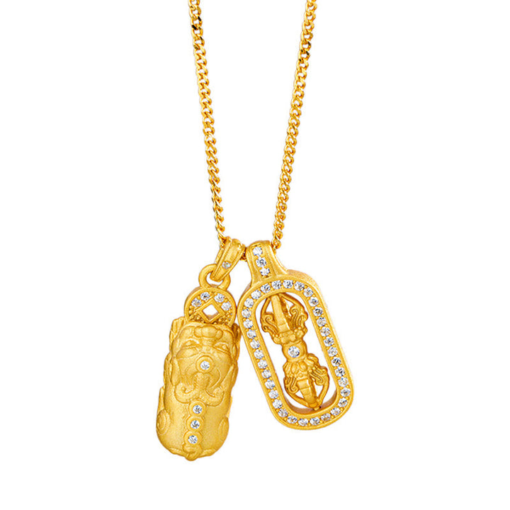 Collier pendentif en argent sterling 925 avec Buddha Stones et mini PiXiu Dorje Vajra - image 4