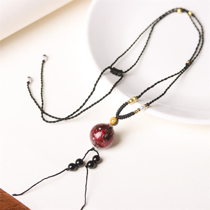 Collier pendentif en Buddha Stones, bois d'ébène, perles de Vénus Aurora, laque, artisanat de la paix - image 2