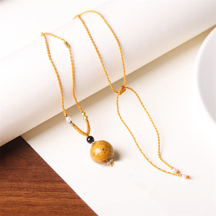 Collier pendentif en perles artisanales en bois d'ébène et laque Aurora , Buddha Stones - Doré (Doré aléatoire) - image 16