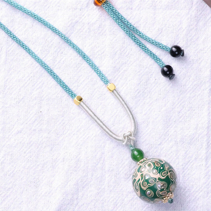 Collier pendentif en perles artisanales en bois d'ébène et laque colorée, Buddha Stones - image 14