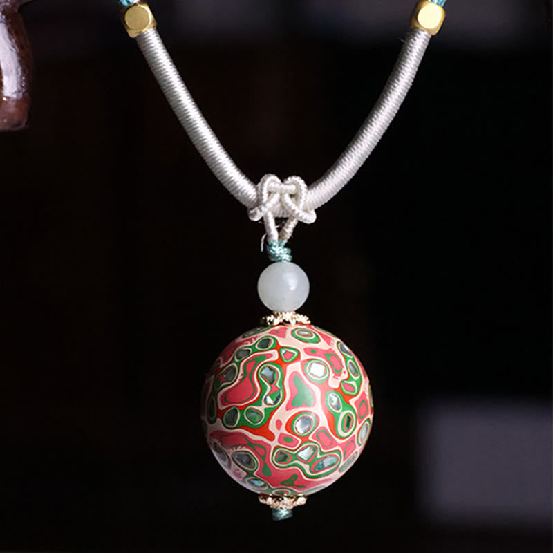 Collier pendentif en perles artisanales en bois d'ébène et laque colorée, Buddha Stones - image 5