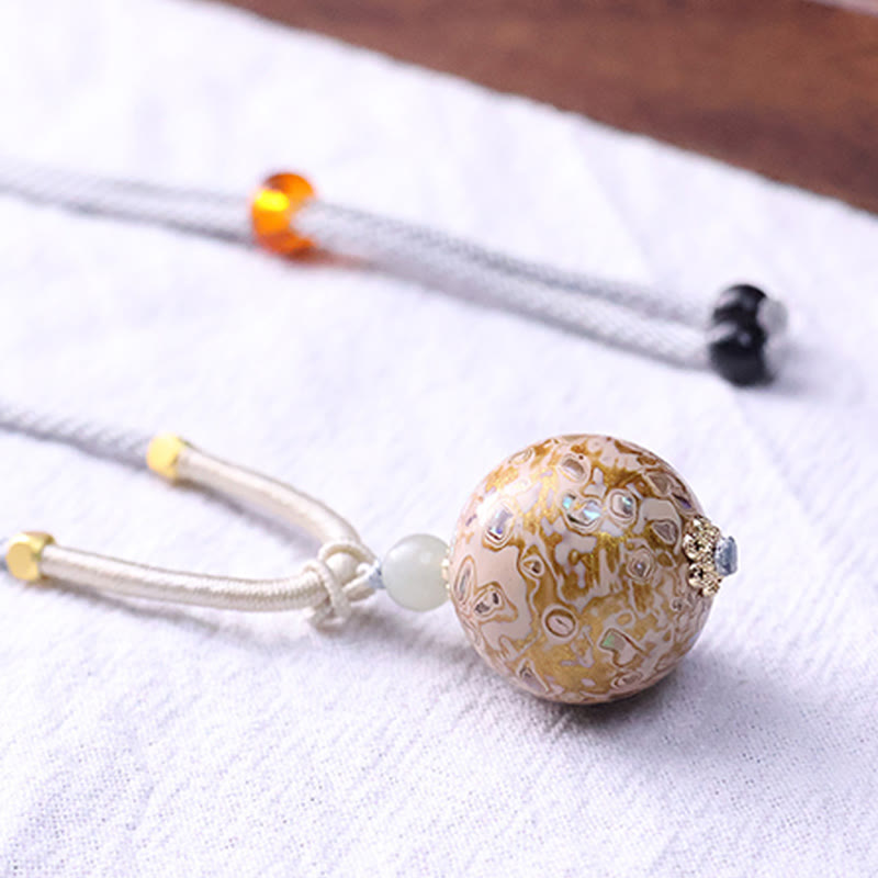 Collier pendentif en perles artisanales en bois d'ébène et laque colorée, Buddha Stones - image 12