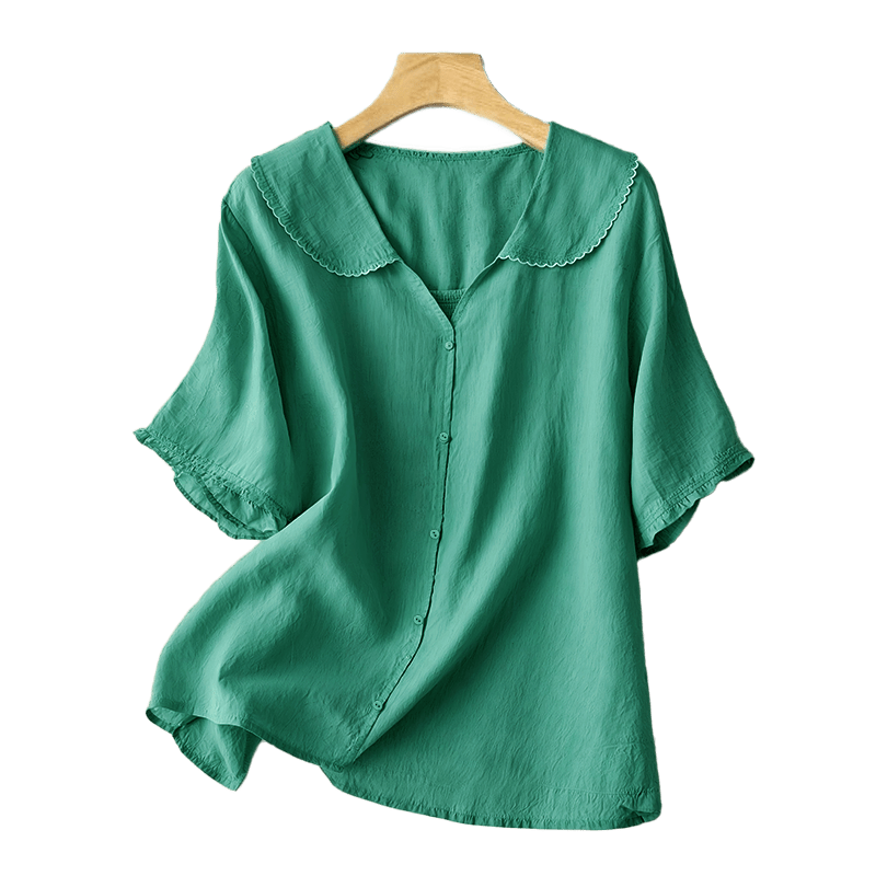 Chemise décontractée à manches mi-longues et col moyen pour femme avec boutons et Buddha Stones - image 4