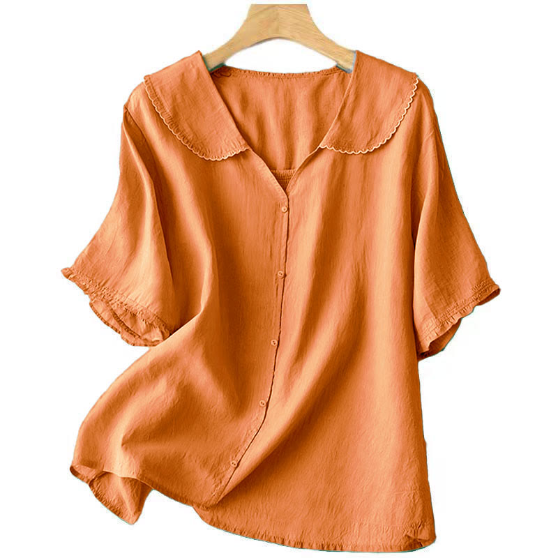 Chemise décontractée à manches mi-longues et col moyen pour femme avec boutons et Buddha Stones - image 6