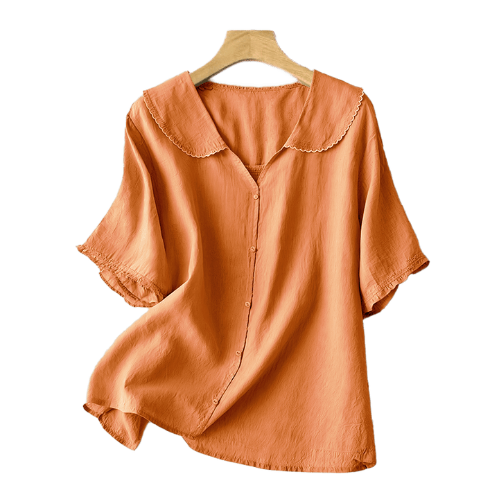 Chemise décontractée à manches mi-longues et col moyen pour femme avec boutons et Buddha Stones - image 10