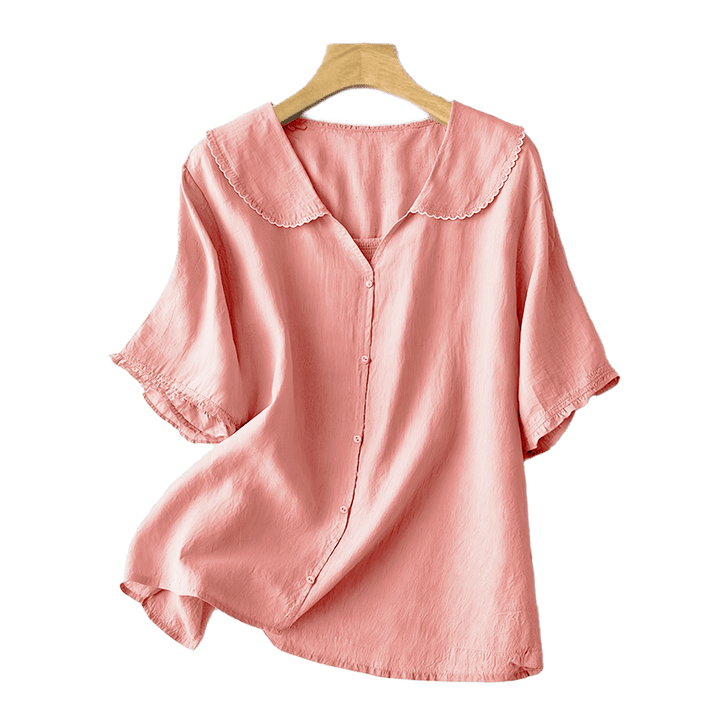 Chemise décontractée à manches mi-longues et col moyen pour femme avec boutons et Buddha Stones - image 28