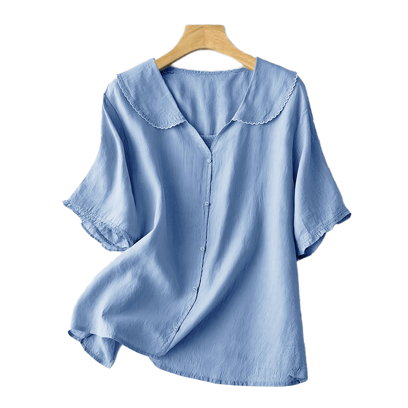 Chemise décontractée à manches mi-longues et col moyen pour femme avec boutons et Buddha Stones - image 14