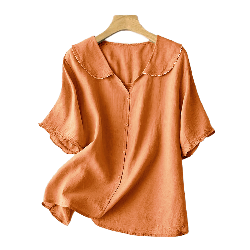 Chemise décontractée à manches mi-longues et col moyen pour femme avec boutons et Buddha Stones - image 11