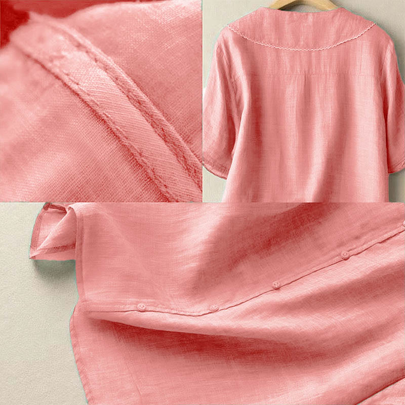 Chemise décontractée à manches mi-longues et col moyen pour femme avec boutons et Buddha Stones - image 26