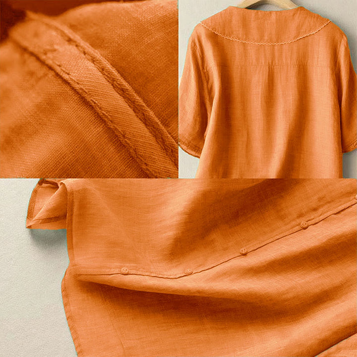 Chemise décontractée à manches mi-longues et col moyen pour femme avec boutons et Buddha Stones - image 7