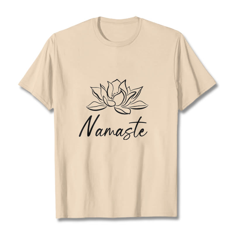 T-shirt en coton avec Buddha Stones et fleur de lotus simple, méditation Namaste - Bisque - 2XL - image 9