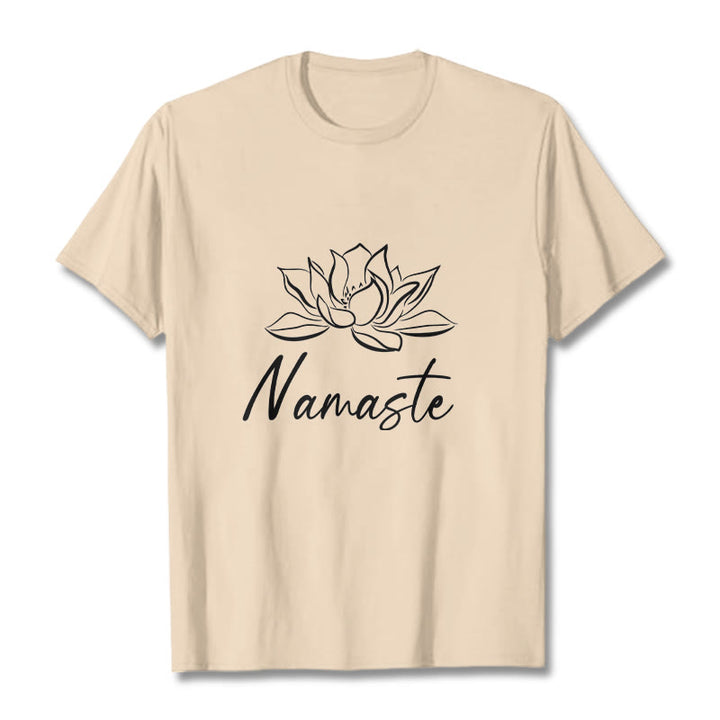 T-shirt en coton avec Buddha Stones et fleur de lotus simple, méditation Namaste - Bisque - 2XL - image 9