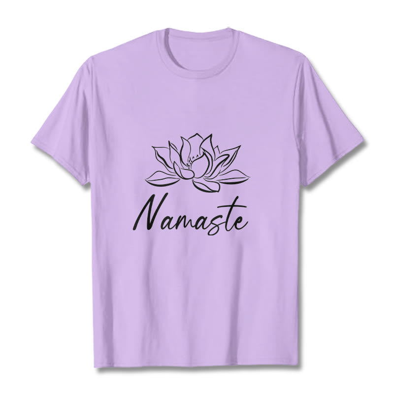T-shirt en coton avec Buddha Stones et fleur de lotus simple, méditation Namaste - Prune - 2XL - image 17