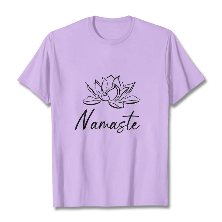 T-shirt en coton avec Buddha Stones et fleur de lotus simple, méditation Namaste - Prune - 2XL - image 17
