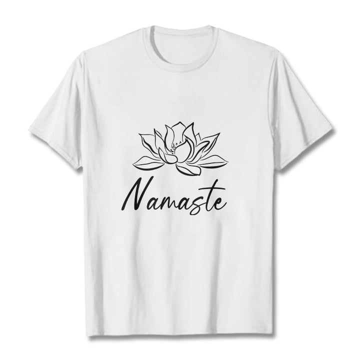 T-shirt en coton avec Buddha Stones et fleur de lotus simple, méditation Namaste - Blanc - 2XL - image 6