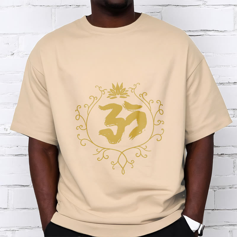 T-shirt en coton avec motif de vigne et de fleur de lotus et Buddha Stones Om - image 10