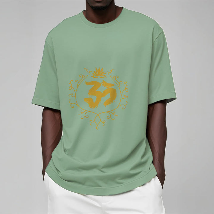 T-shirt en coton avec motif de vigne et de fleur de lotus et Buddha Stones Om - image 16
