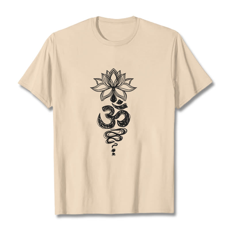 T-shirt en coton avec motif de fleurs de lotus et Buddha Stones Om sanskrit - Bisque - 2XL - image 11