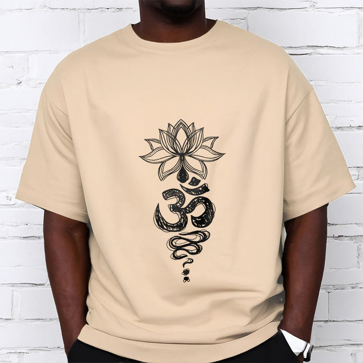 T-shirt en coton avec motif de fleurs de lotus et Buddha Stones Om sanskrit - image 12
