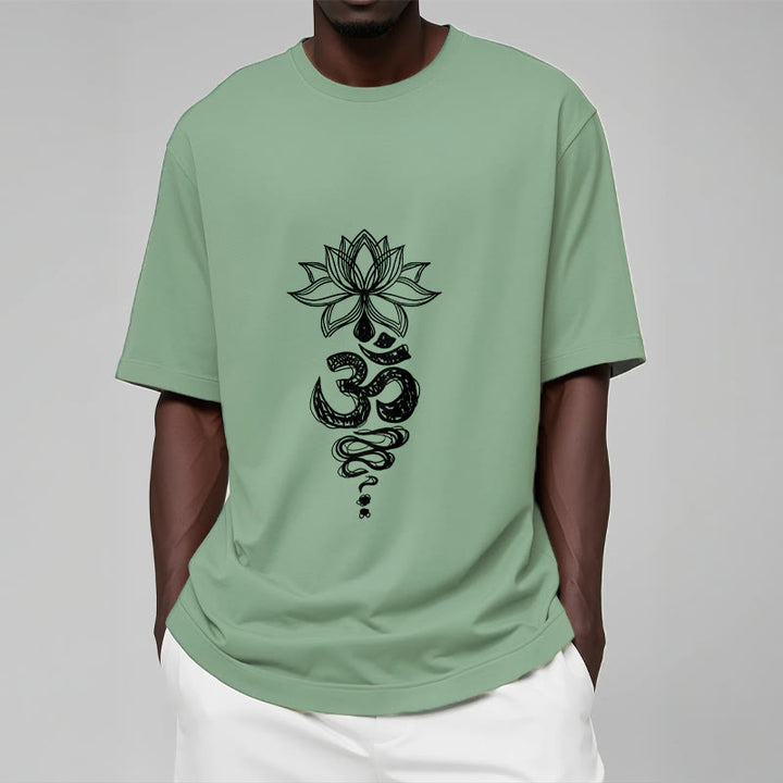 T-shirt en coton avec motif de fleurs de lotus et Buddha Stones Om sanskrit - image 16