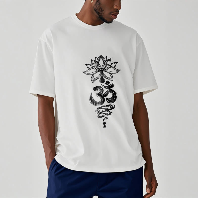 T-shirt en coton avec motif de fleurs de lotus et Buddha Stones Om sanskrit - image 10