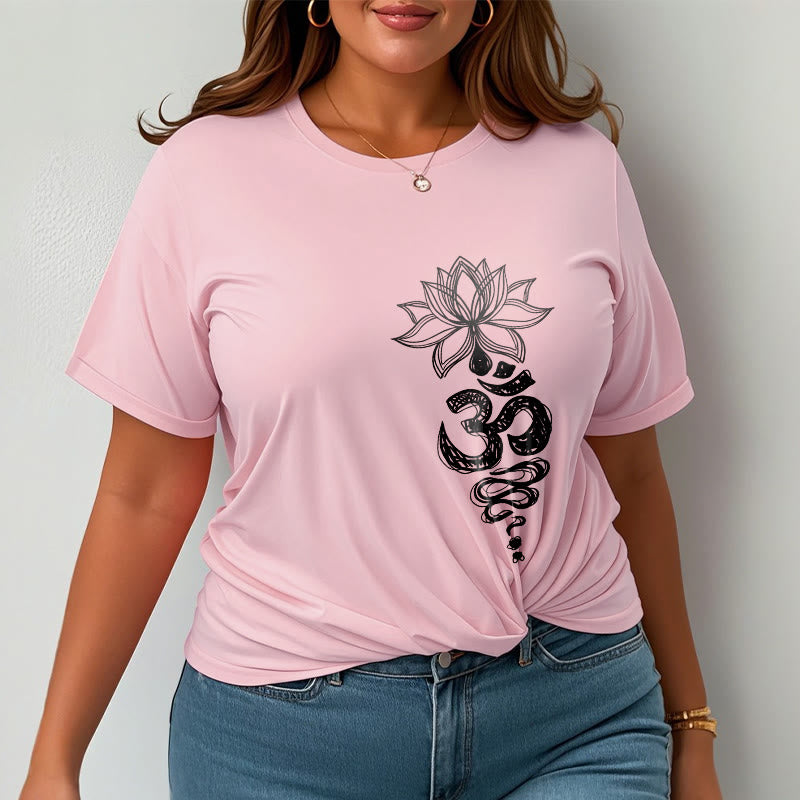 T-shirt en coton avec motif de fleurs de lotus et Buddha Stones Om sanskrit - image 14