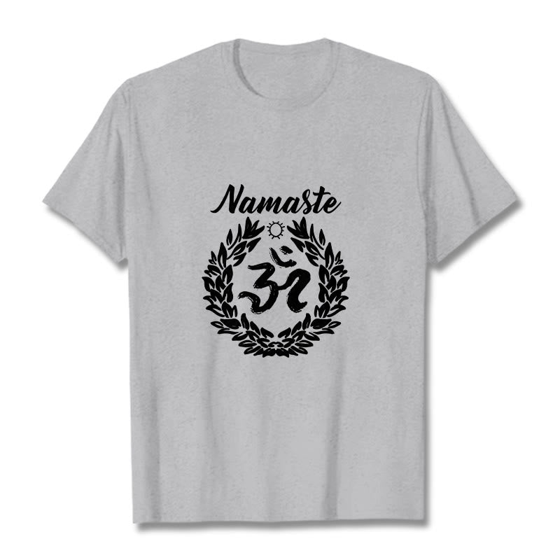 T-shirt en coton avec motif de Buddha Stones Om sanskrit Namaste et méditation - Gris clair - 2XL - image 20