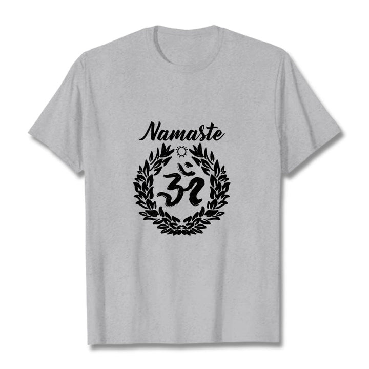 T-shirt en coton avec motif de Buddha Stones Om sanskrit Namaste et méditation - Gris clair - 2XL - image 20
