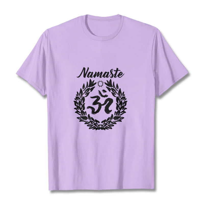 T-shirt en coton avec motif de Buddha Stones Om sanskrit Namaste et méditation - Prune - 2XL - image 17