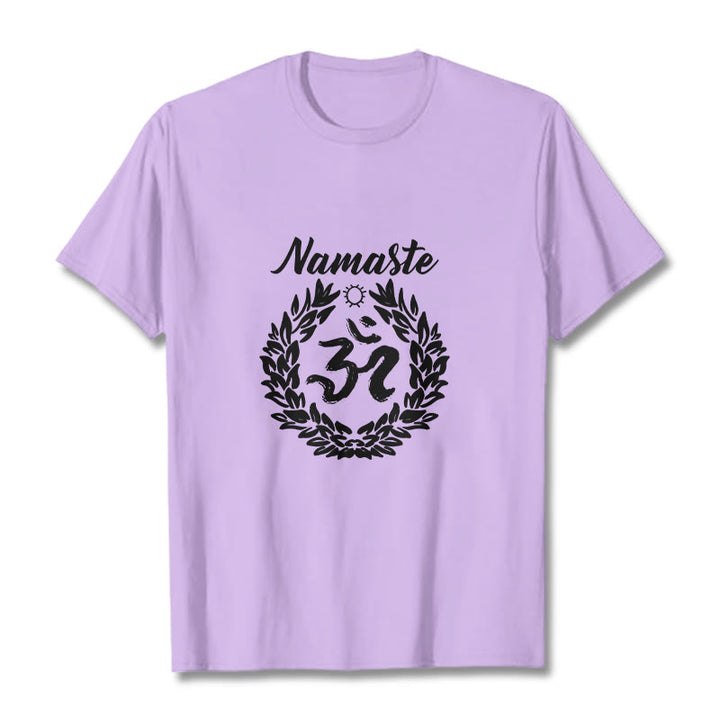 T-shirt en coton avec motif de Buddha Stones Om sanskrit Namaste et méditation - Prune - 2XL - image 17