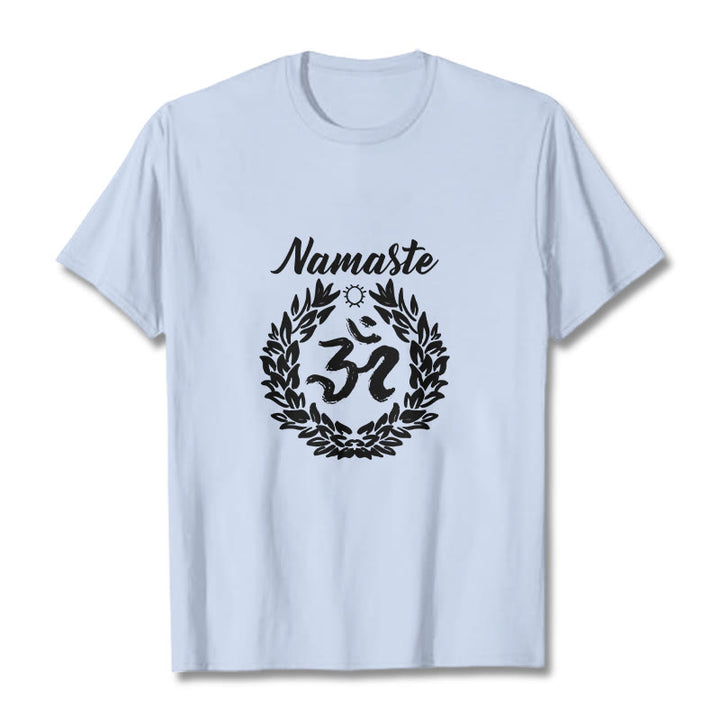 T-shirt en coton avec motif de Buddha Stones Om sanskrit Namaste et méditation - Cyan clair - 2XL - image 19