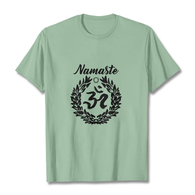T-shirt en coton avec motif de Buddha Stones Om sanskrit Namaste et méditation - Vert pâle - 2XL - image 15