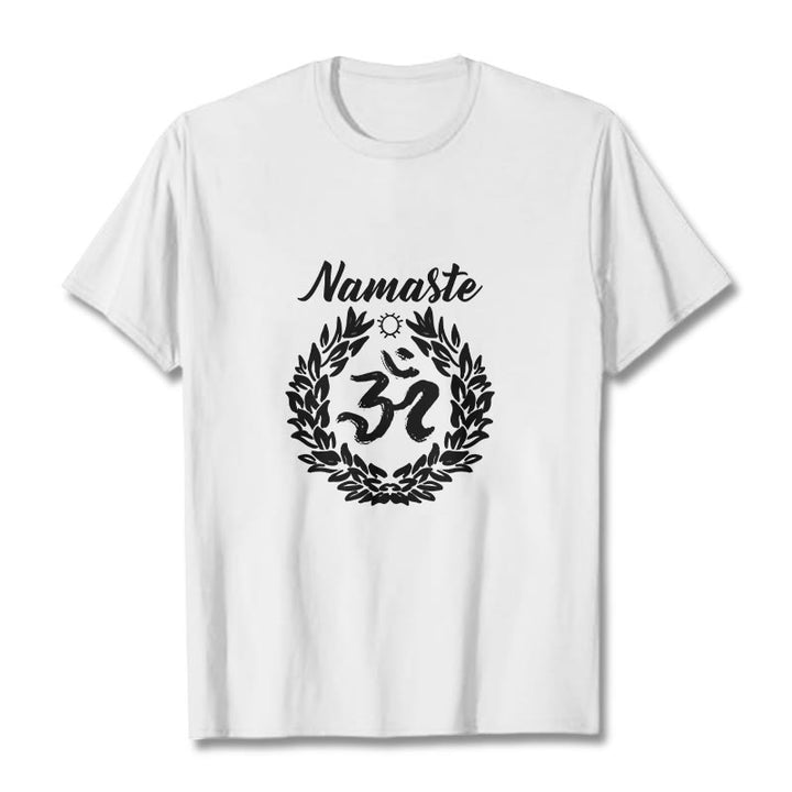 T-shirt en coton avec motif de Buddha Stones Om sanskrit Namaste et méditation - Blanc - 2XL - image 8