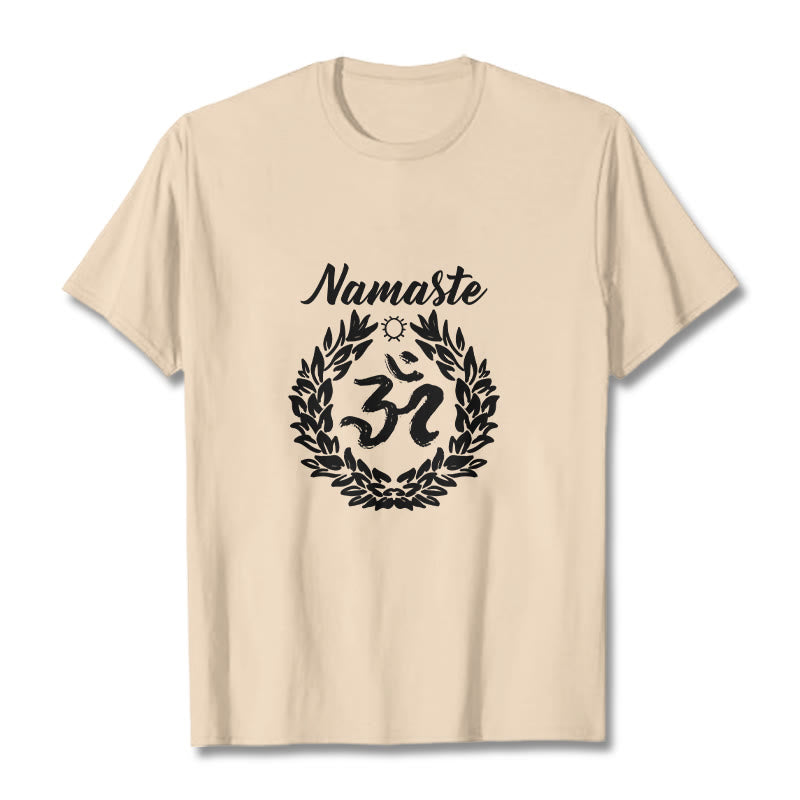 T-shirt en coton avec motif de Buddha Stones Om sanskrit Namaste et méditation - Bisque - 2XL - image 1