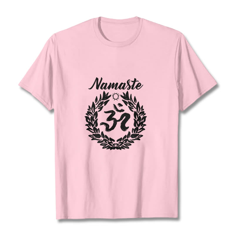 T-shirt en coton avec motif de Buddha Stones Om sanskrit Namaste et méditation - Rose clair - 2XL - image 13